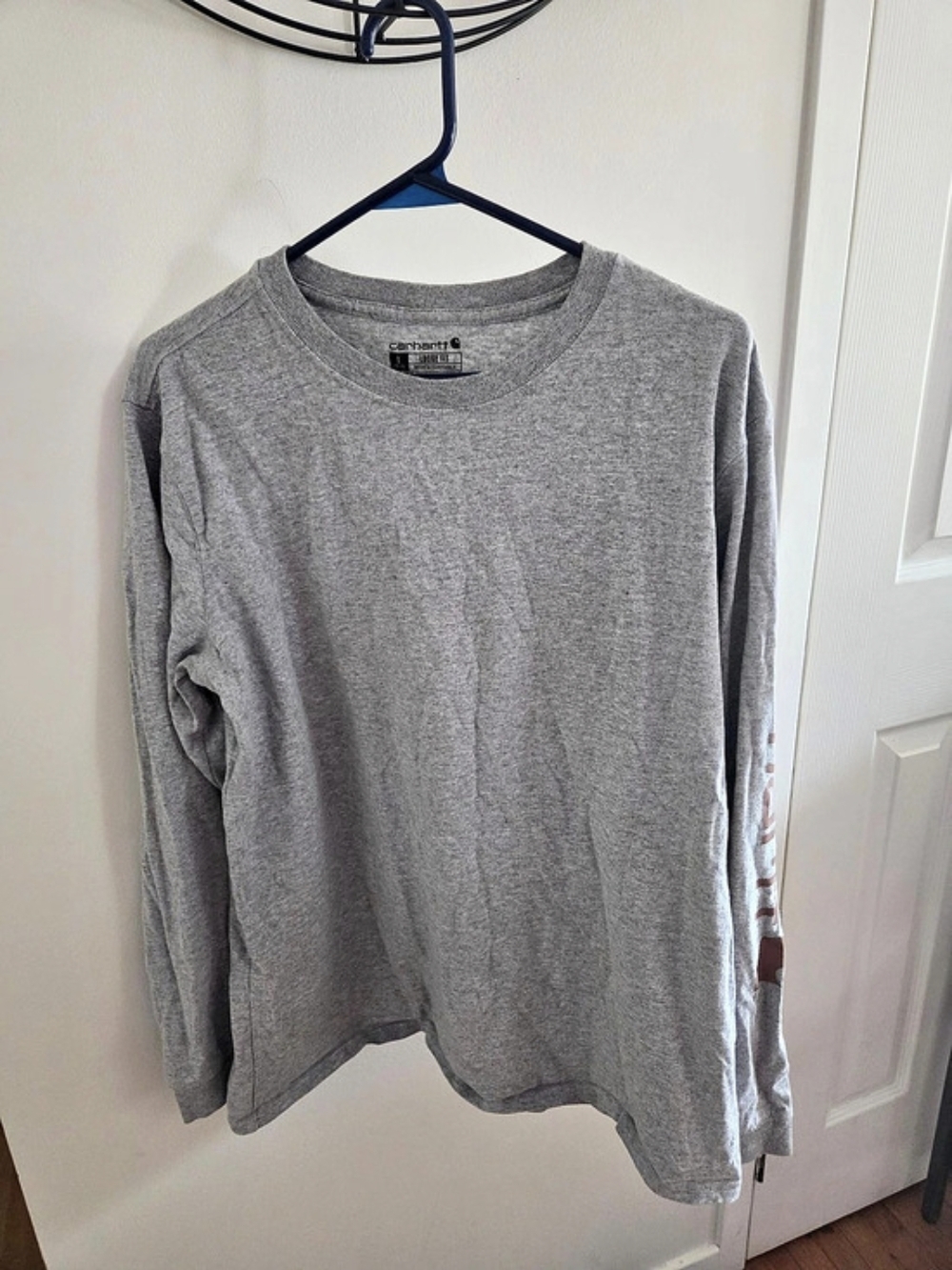 Carhartt Loose Fit Long-Sleeve Graphic Logo Sleeve T-Shirt Gray Large